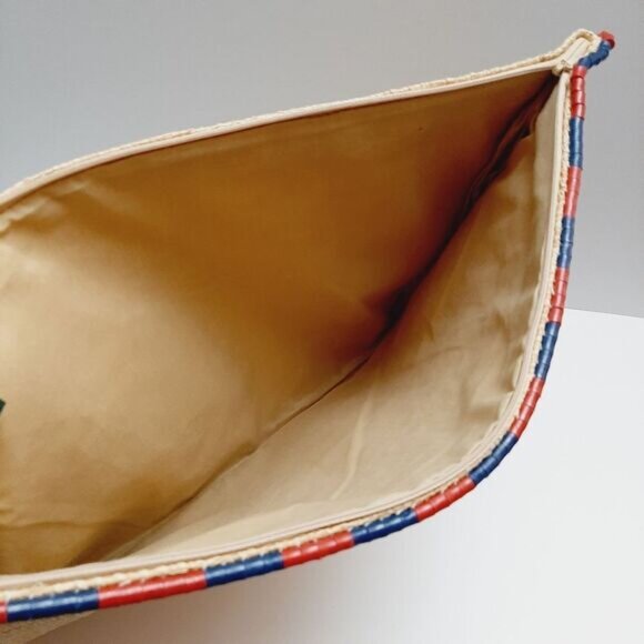 RALPH LAUREN 100% Raffia Envelope Boho Purse Beaded Edge Bag Natural - Picture 12 of 14